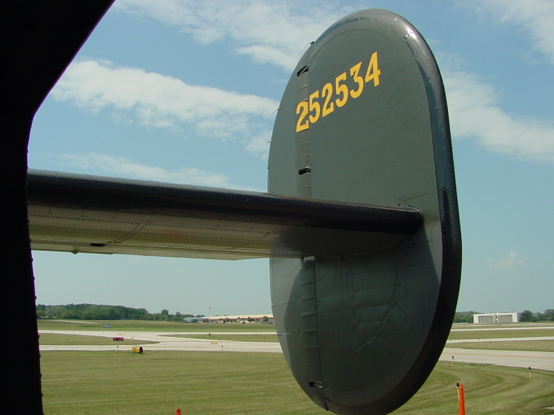 Vertical stabilizers viewed from Wings of Freedom B-24 Interior