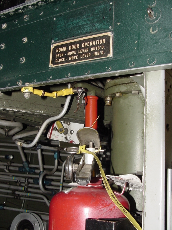 Emergency hydraulic lever for opening the bomb bay doors in Wings of Freedom B-24 Interior