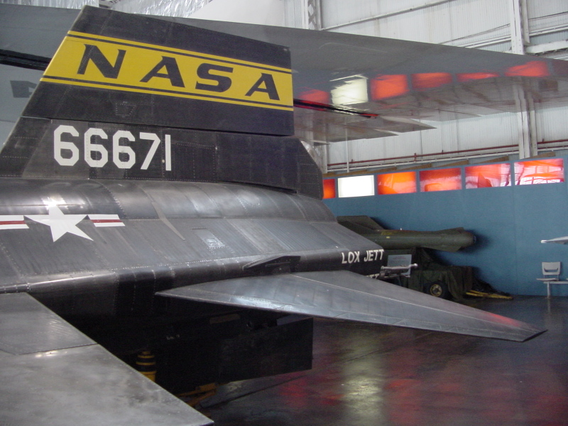 Tail of the X-15 at the Air Force Museum, indicating tail number 66671.