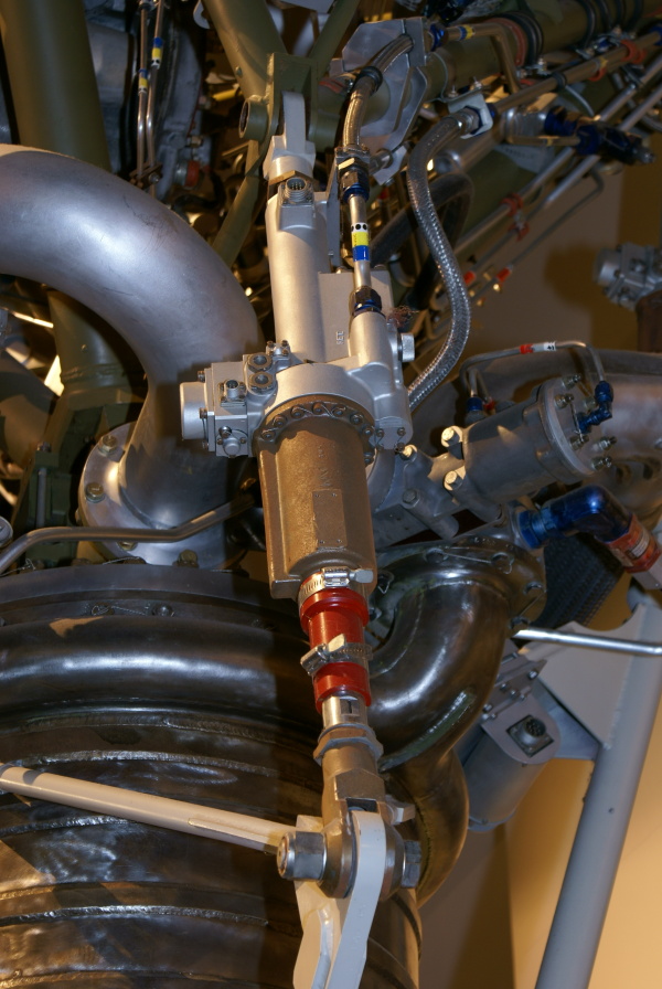 S-3D/LR-79 Engine gimbal outrigger arm and gimbal actuator at Air Force Museum